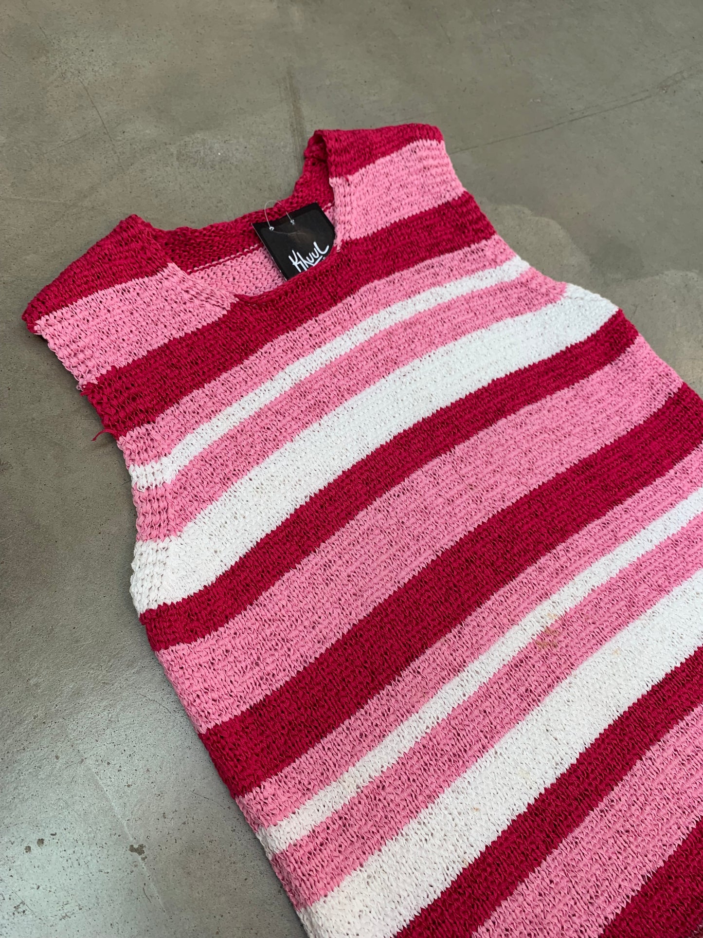Vintage Pink Stripe Knit Sleeveless Top