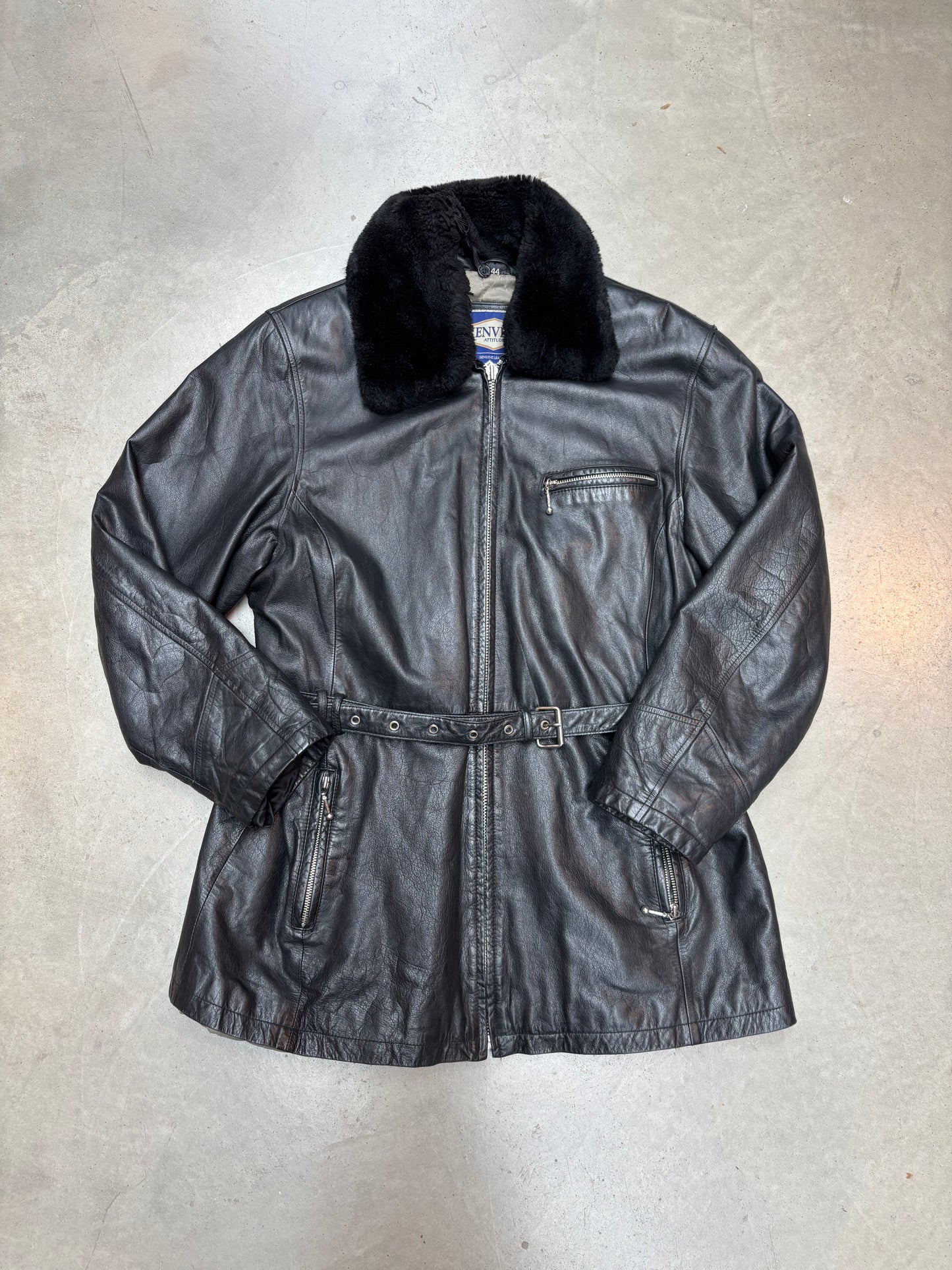 Vintage Kenvelo Black Leather Jacket XXL