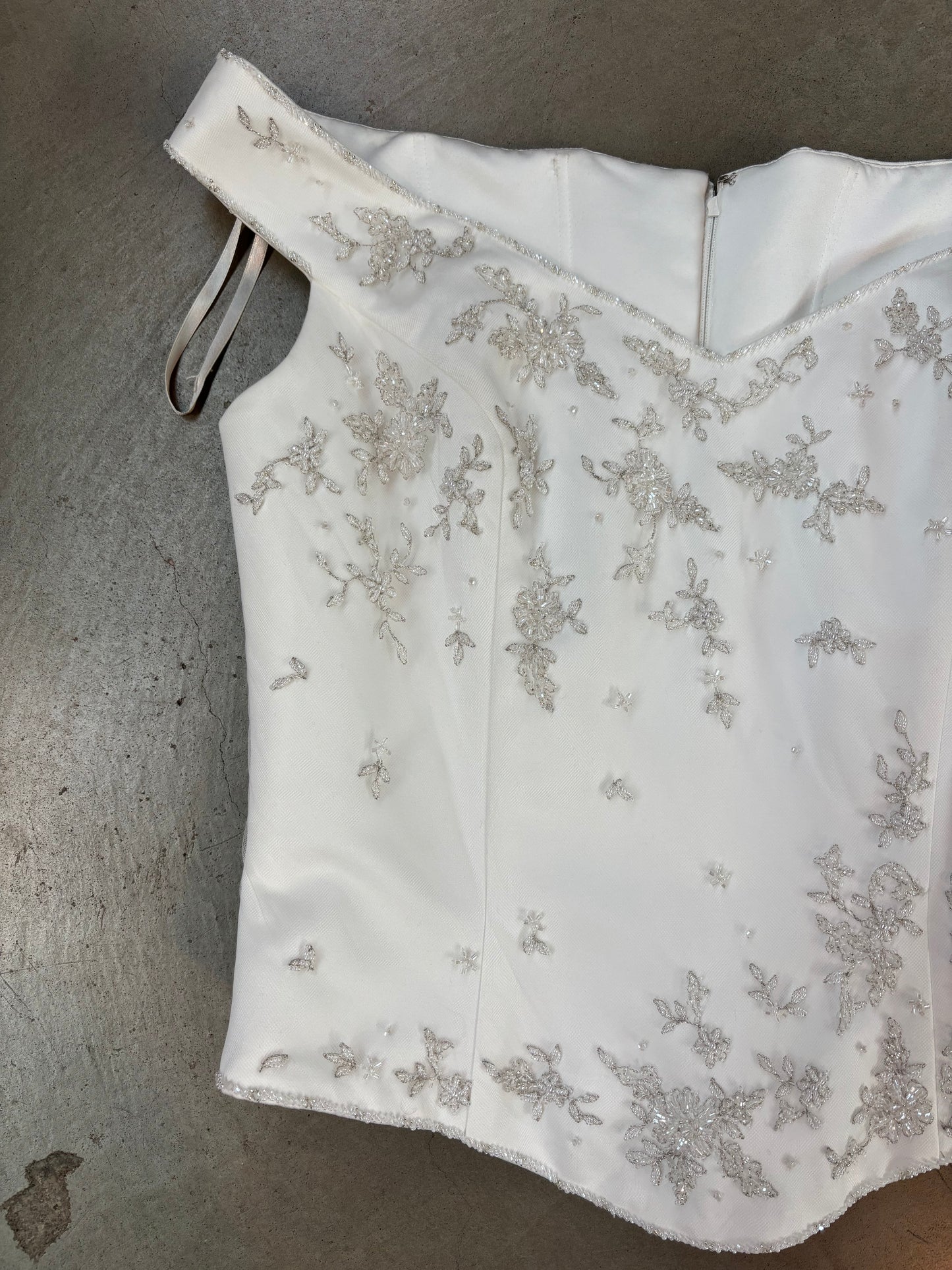 Elegant White Beaded Corset Top