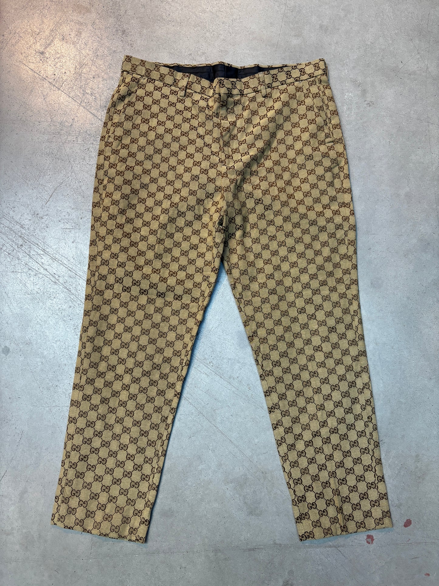 Gucci GG Monogram Beige Pants Men's XL