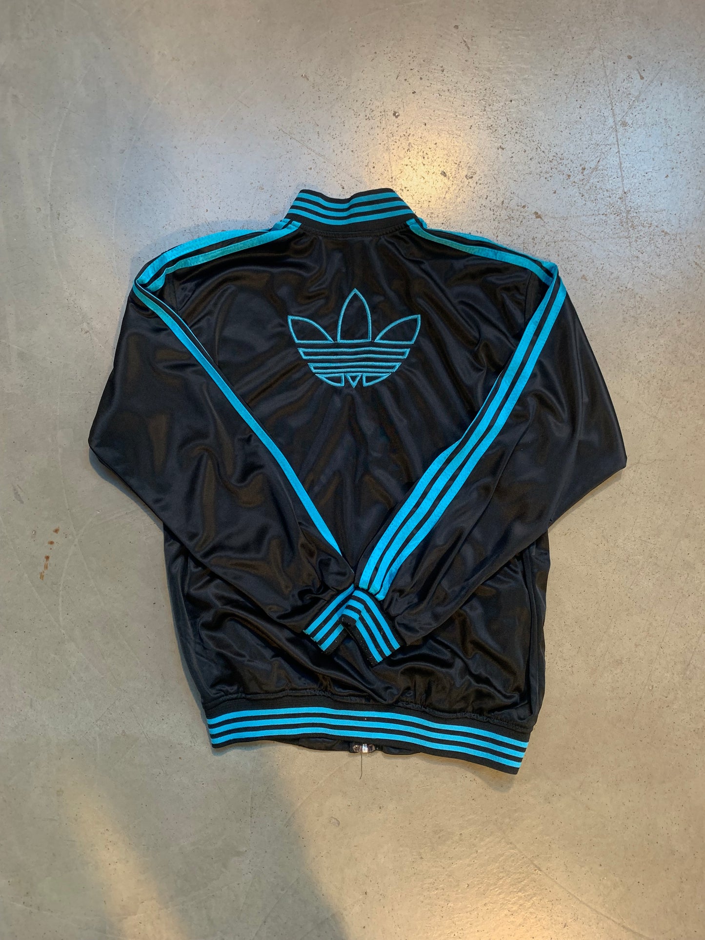 Adidas Black with Light Blue Stripes Track Jacket