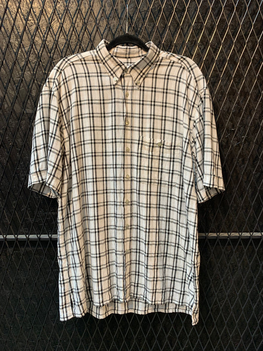 Camel Collection Men’s L Beige & Black Short Sleeve Button-Up