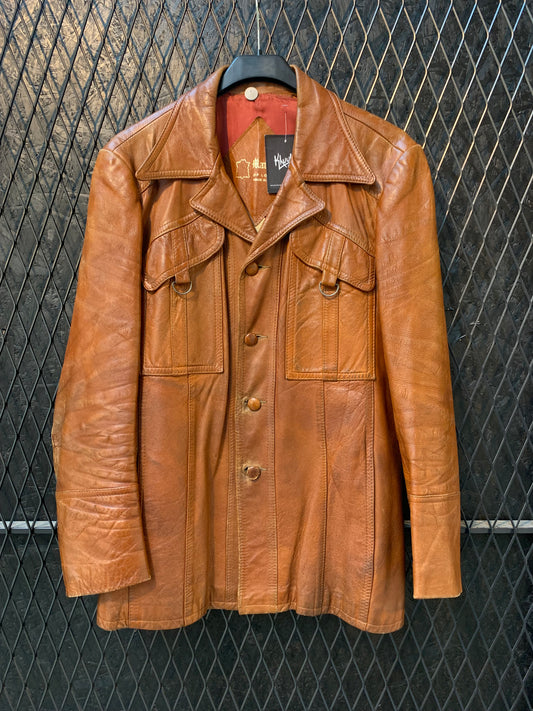 Vintage Unisex L Brown Leather Jacket By Marquis of London