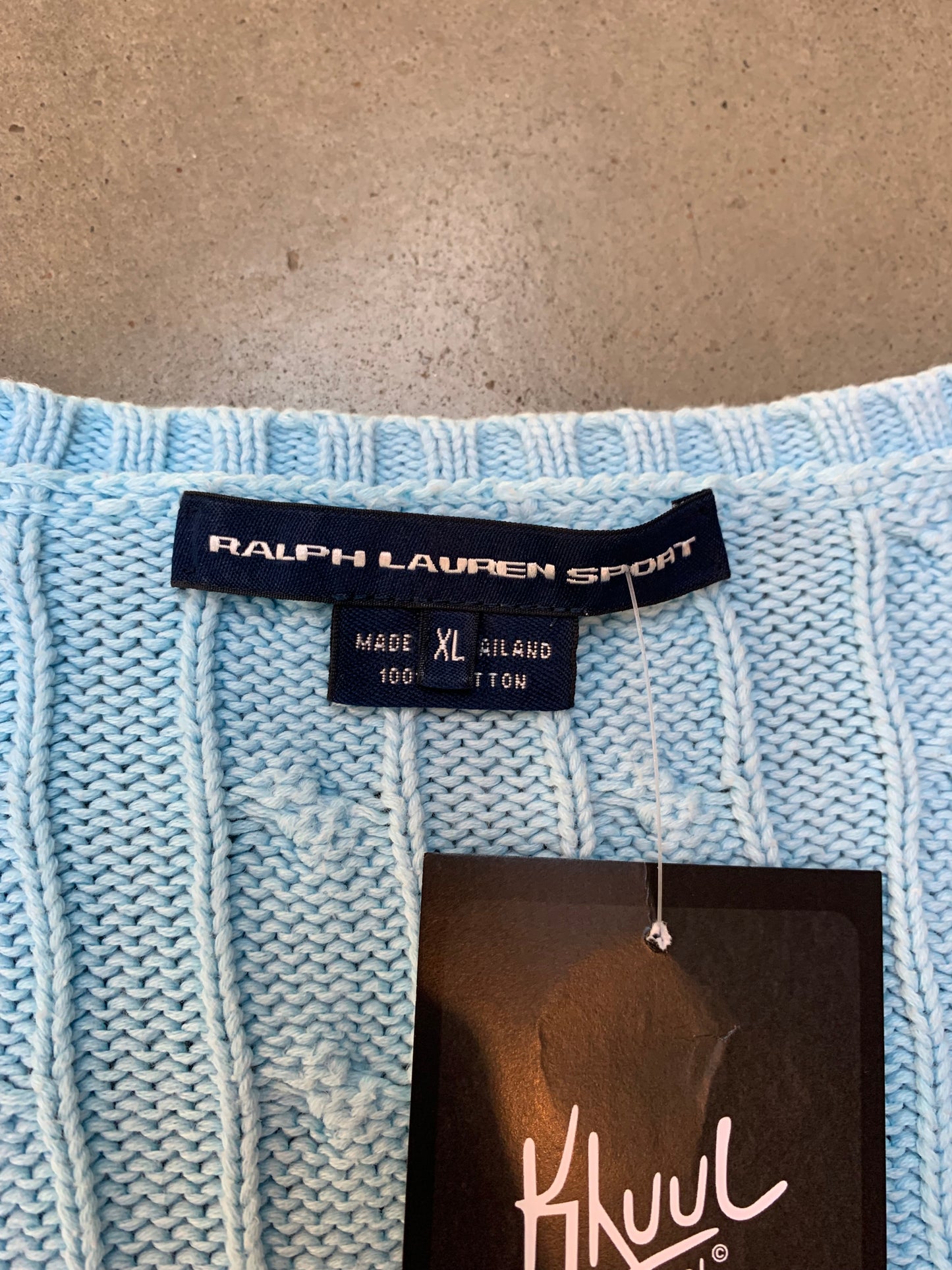 Sky Blue Cable Knit Sweater Ralph Lauren V Neck
