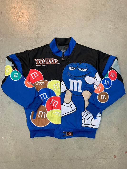 Y2K Unisex Blue M&M Bomber Jacket