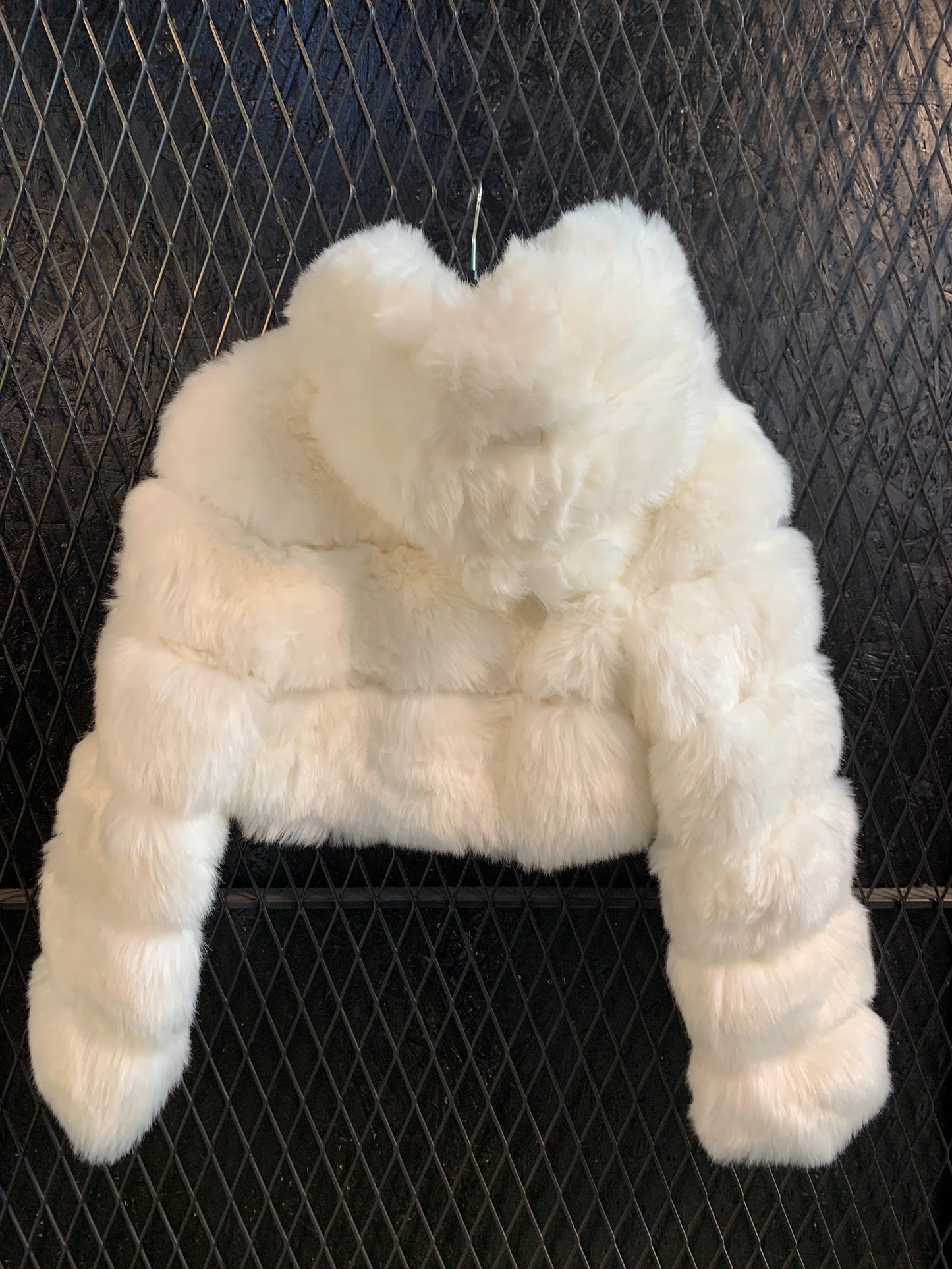 Fashion White Faux Fur Cropped Jacket