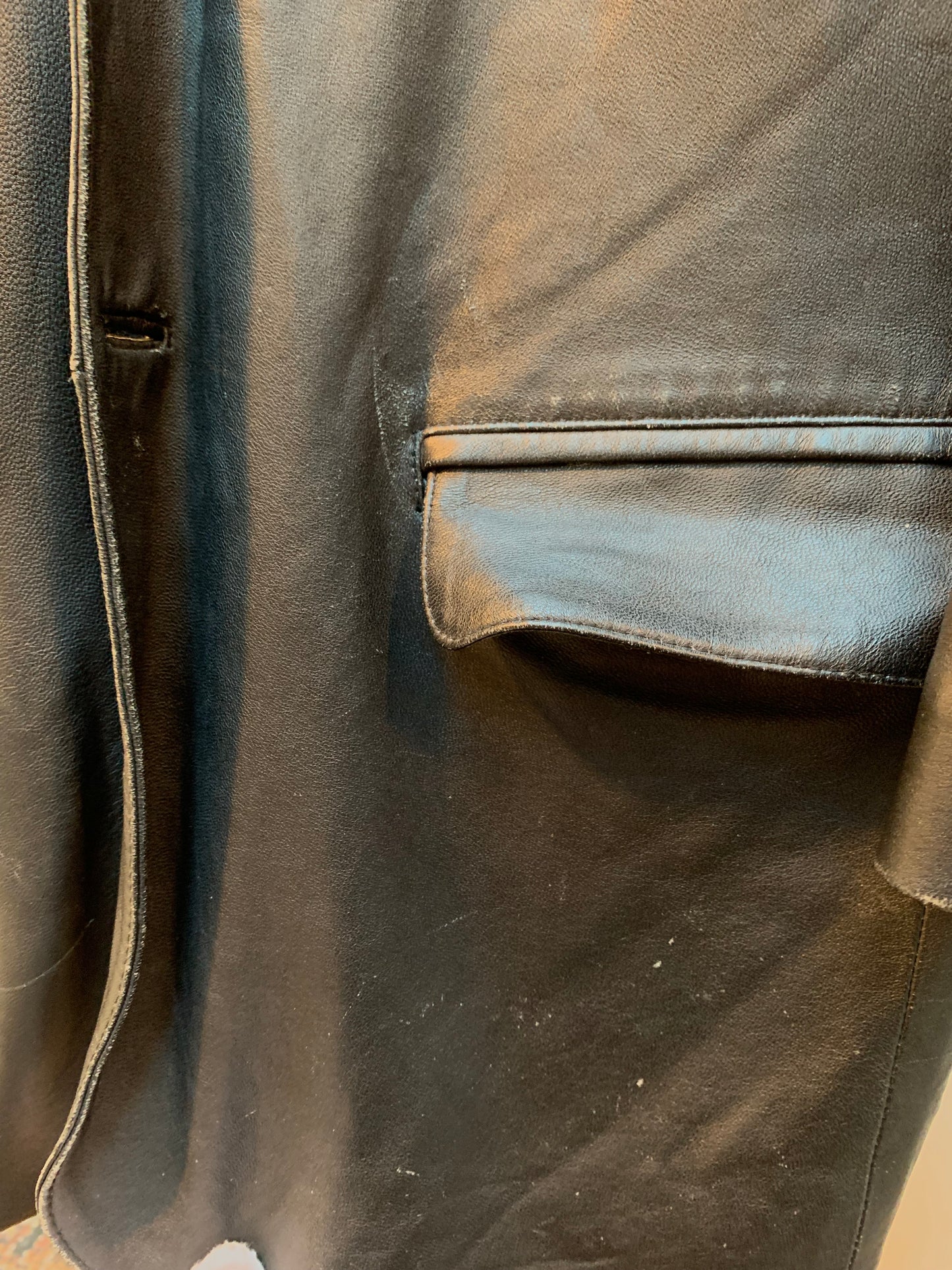 Black Leather Coat – Men’s XL