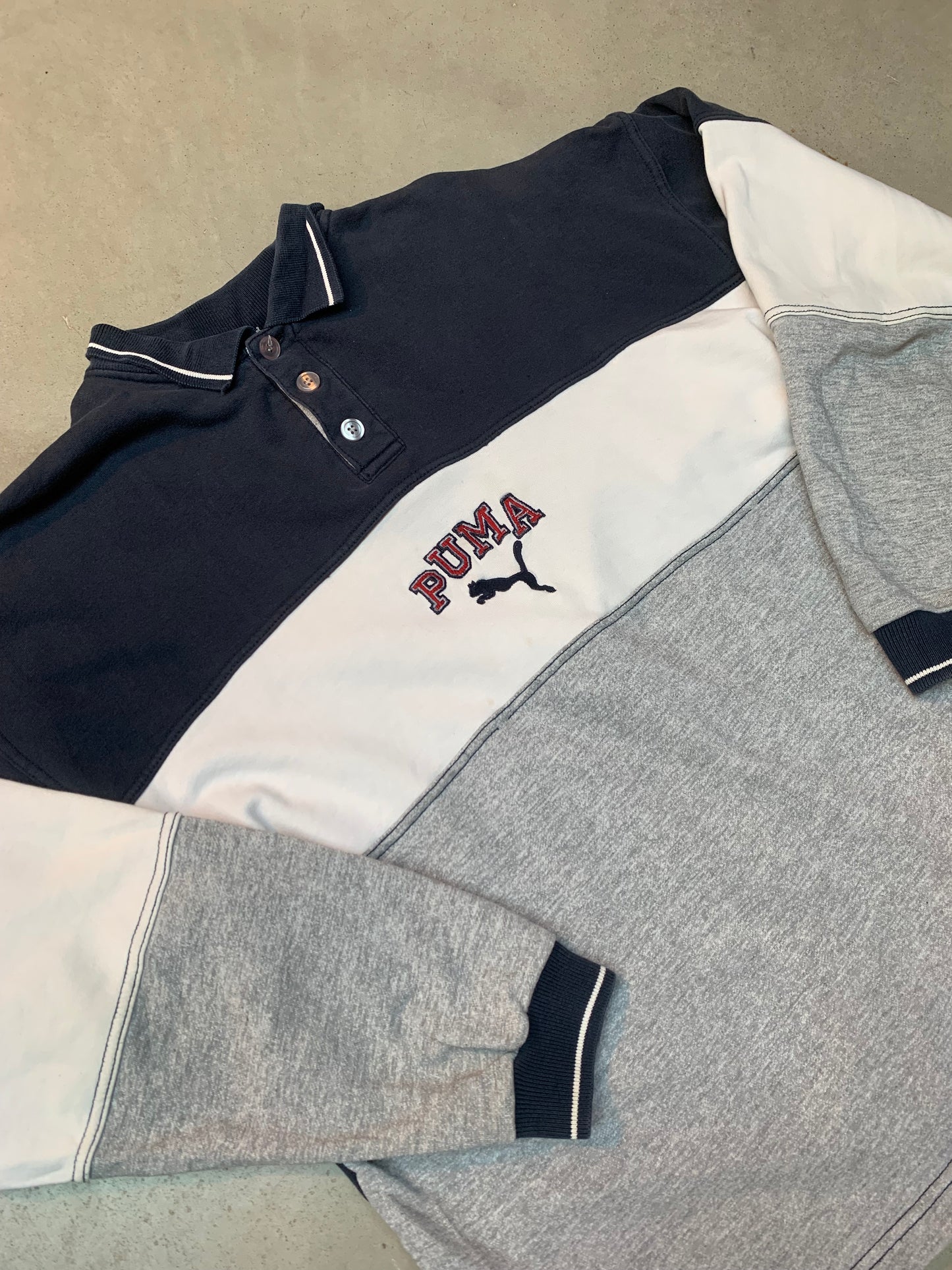 Vintage Men's Puma Colorblock Long Sleeve Sweatshirt
