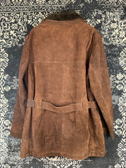 Vintage Aaltonen Brown Suede Long Coat with Belt