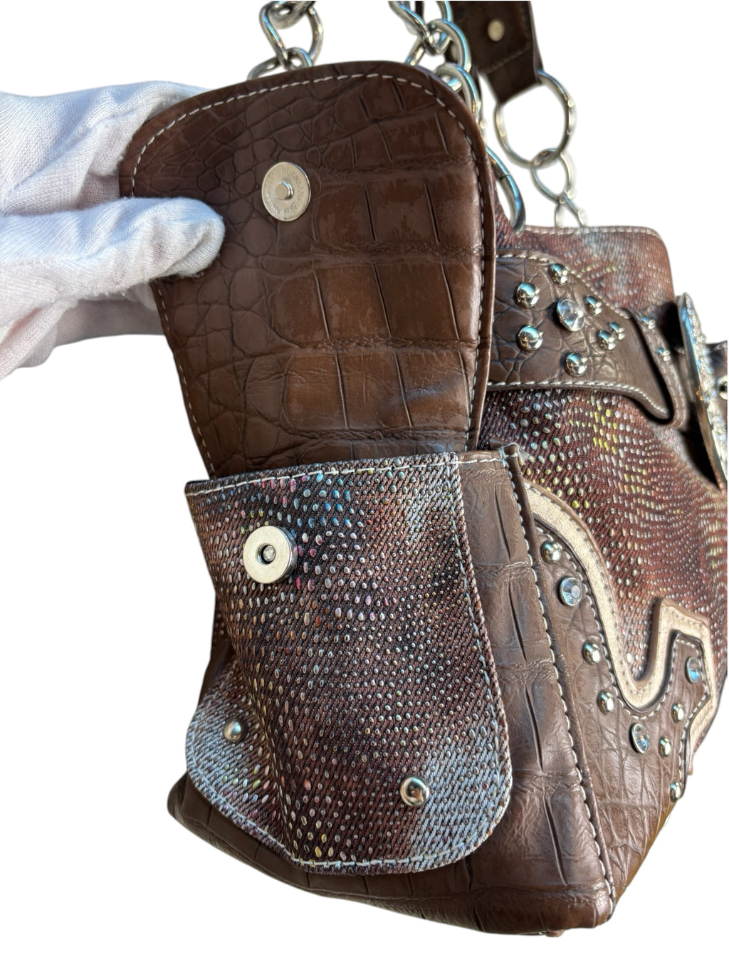 Western Rhinestone Buckle Shoulder Bag