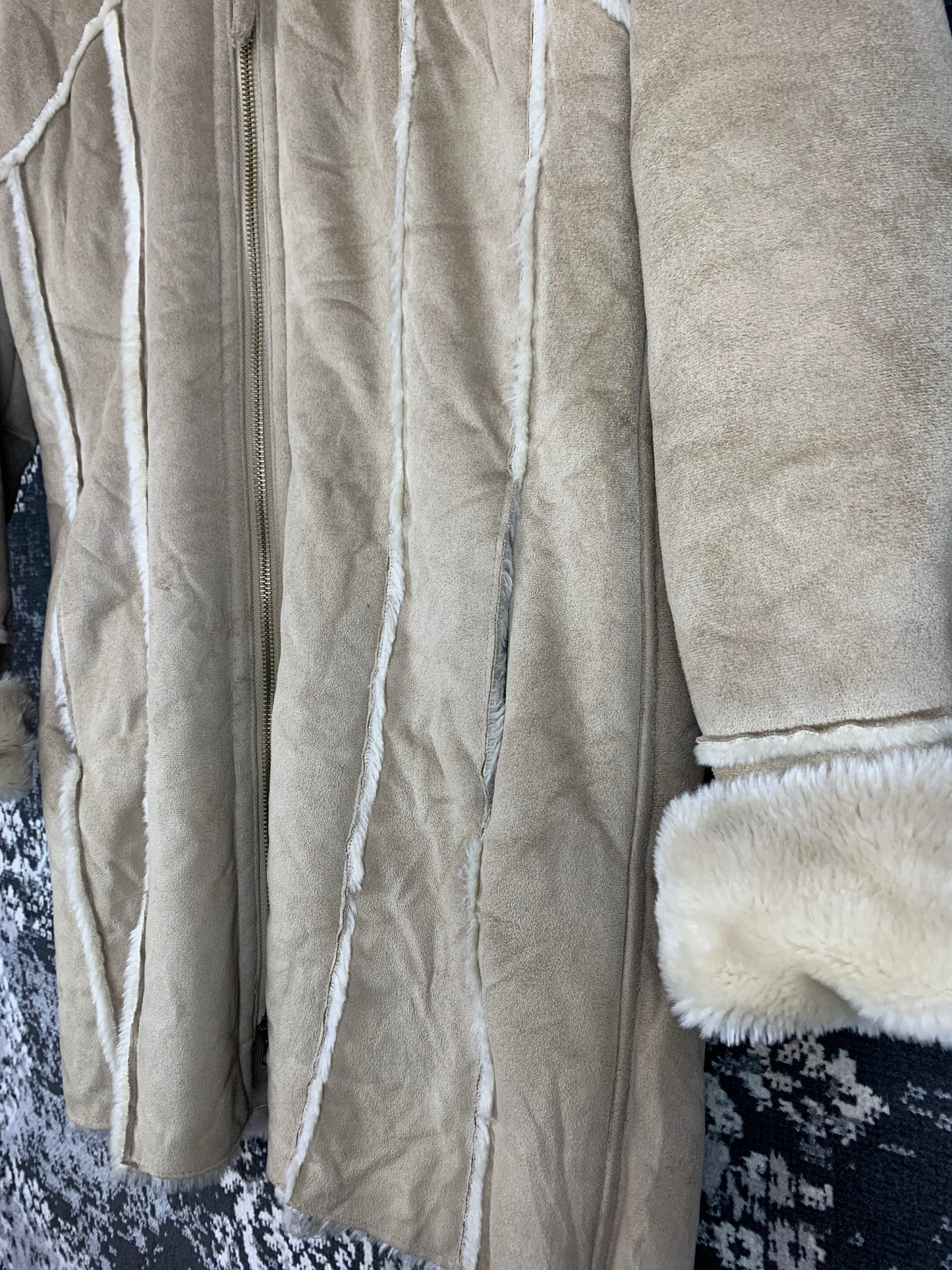 Women's Vintage Creamy Faux Suede Coat