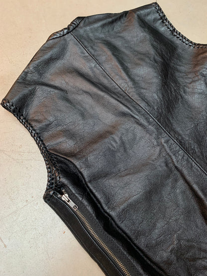 Mens Vintage Black Leather Vest