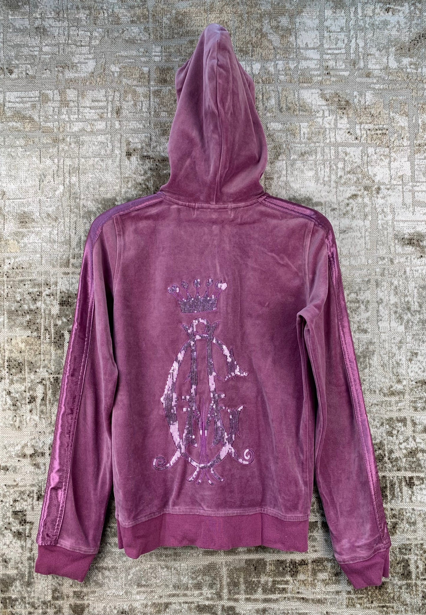 Womens Christian Audigier Purple Velvet Hoodie