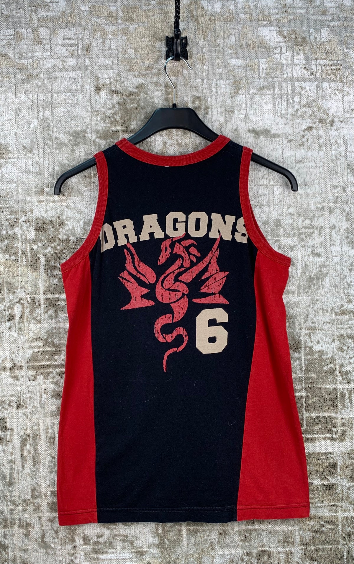 Mens Y2K Dragons Tank Top Black Red Sleeveless Shirt