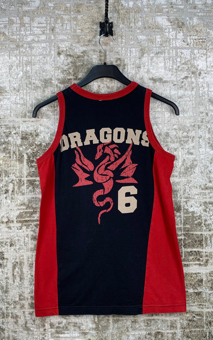 Mens Y2K Dragons Tank Top Black Red Sleeveless Shirt