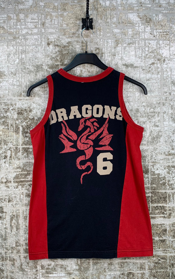 Mens Y2K Dragons Tank Top Black Red Sleeveless Shirt