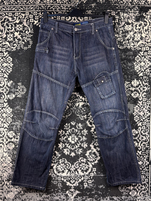LOUCO JEANS Dark Blue Cargo Style Denim Jeans