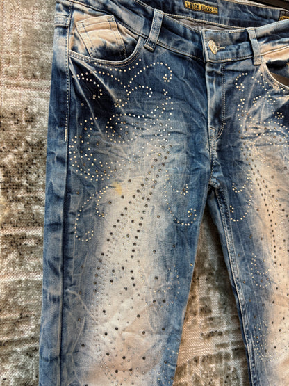 X-Yüce Jeans Y2K Rhinestone Skinny Jeans