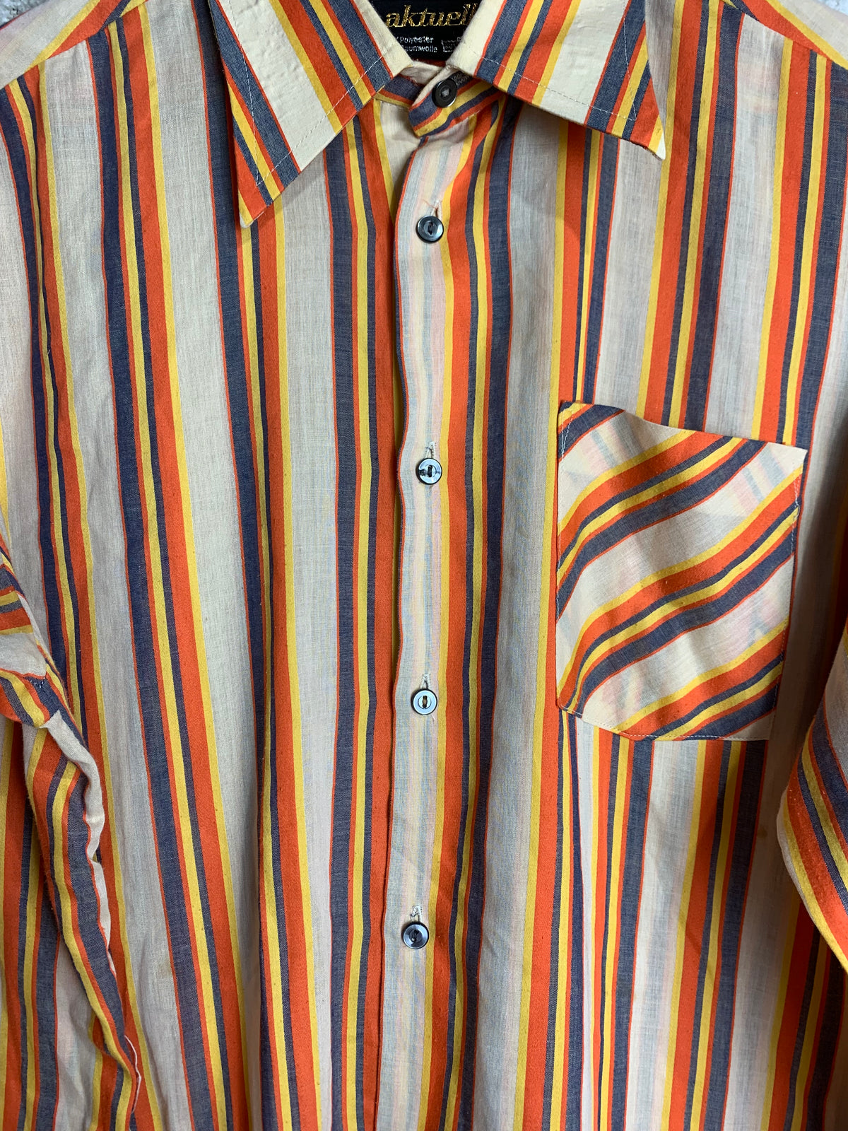 Aktuell 70s Striped Button Up Shirt