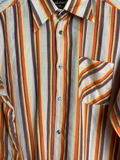 Aktuell 70s Striped Button Up Shirt