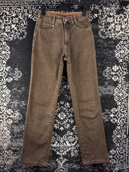 Vintage Women's Double Saddle Stitched Quality Brown Denim Jeans