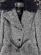 Women's Vintage Y2K Black White Wool Coat