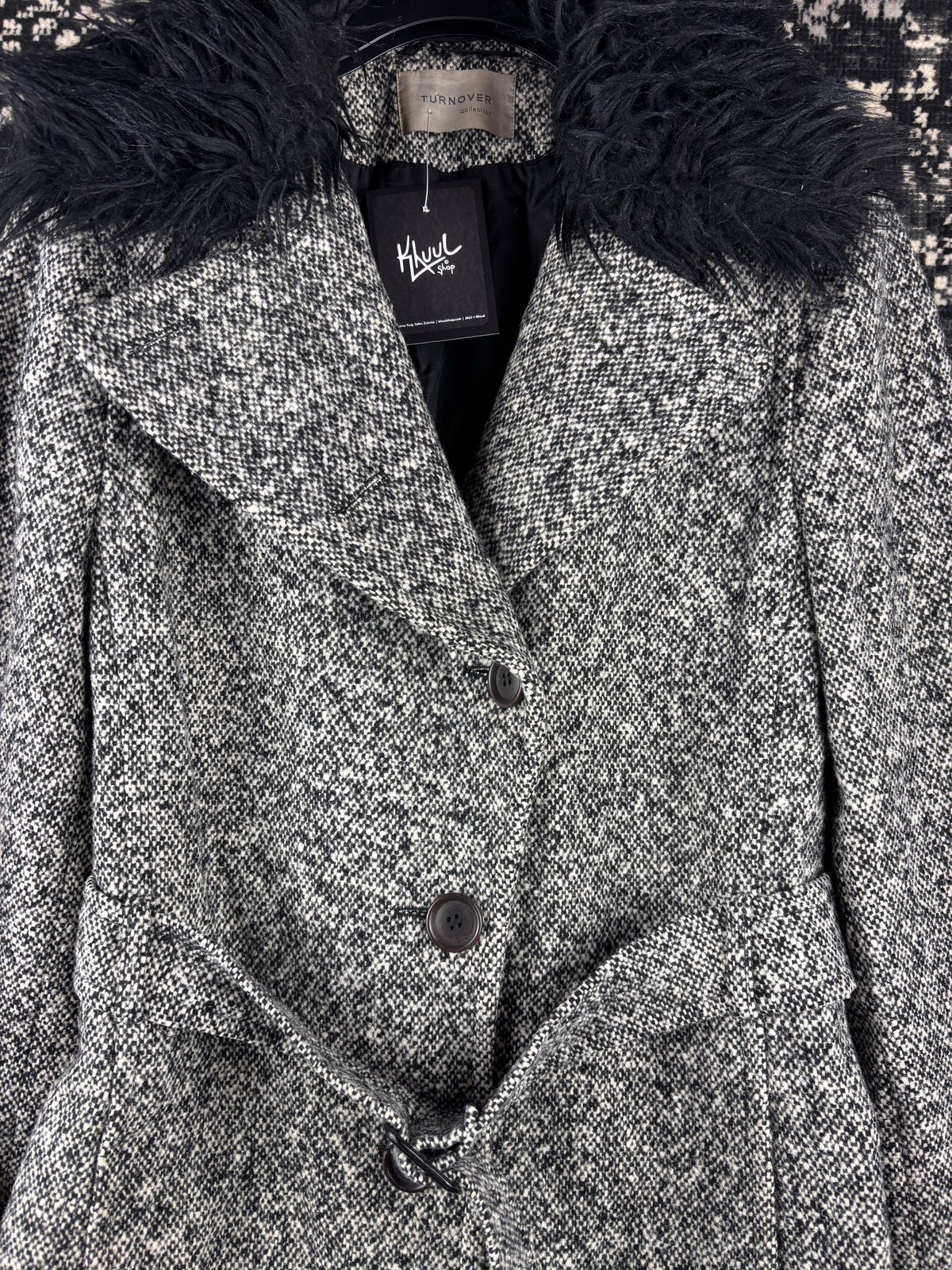 Women's Vintage Y2K Black White Wool Coat