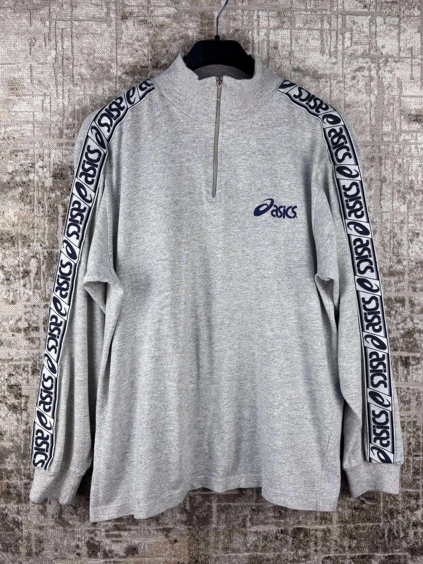 Mens Vintage Asics Light Gray Quarter Zip Sweatshirt