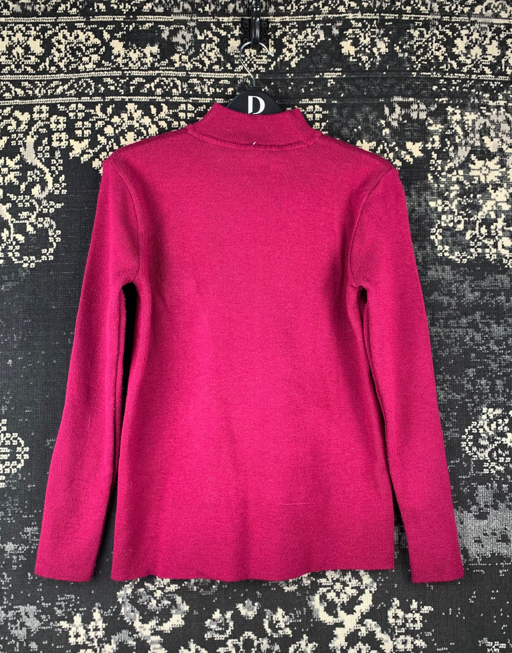Womens Vintage Fuscia Mockneck Sweater