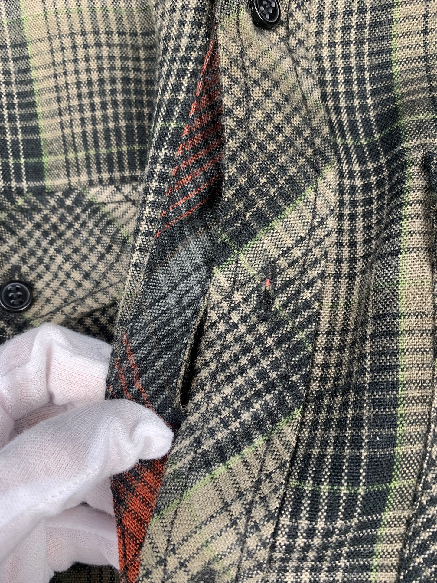 Men's Vintage Dark Grey Plaid Long Sleeve Button-Up Shirt