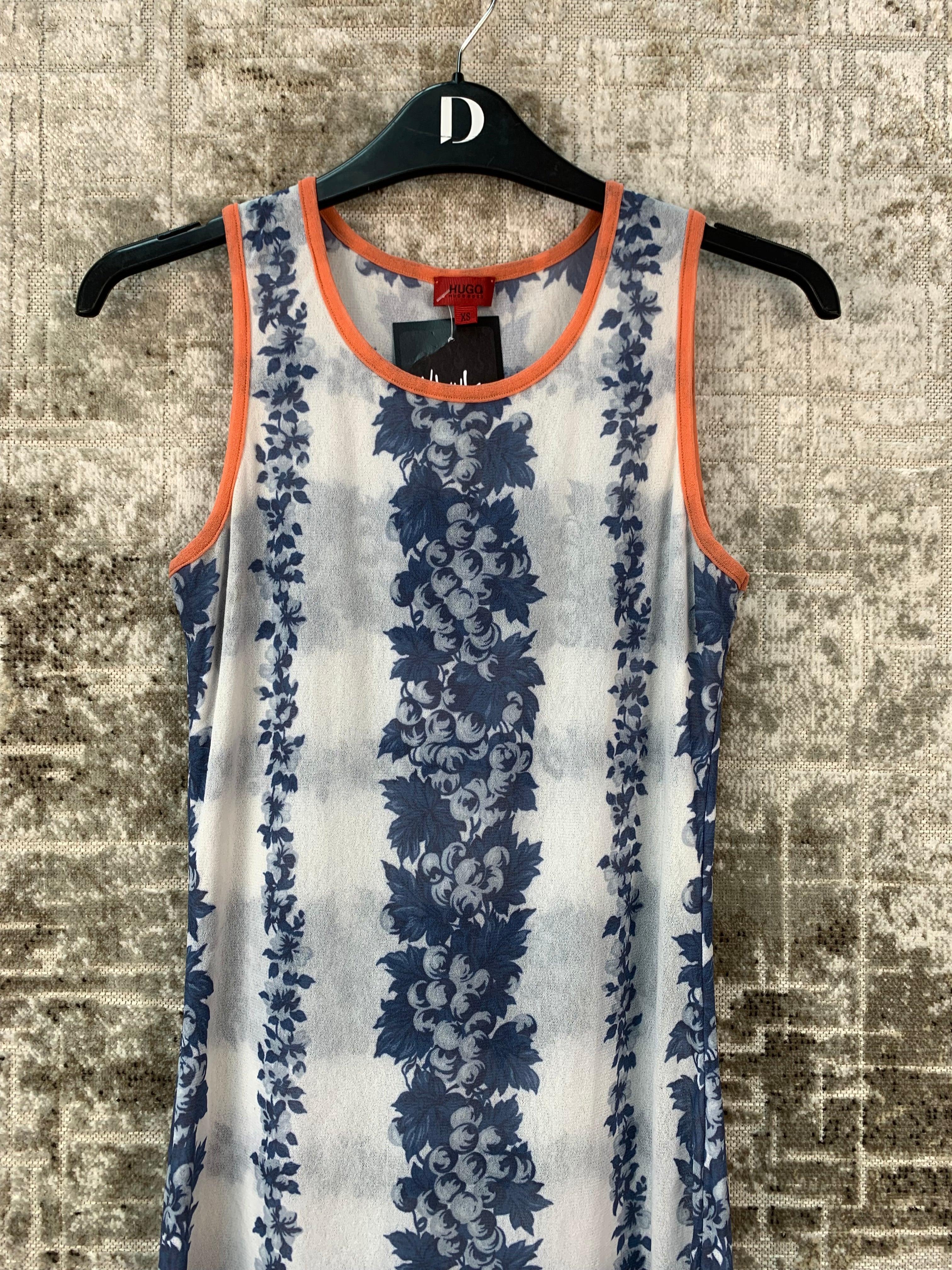 Womens Vintage Hugo Boss Mesh Floral Dress