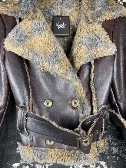 Vintage Brown Shearling Aviator Jacket