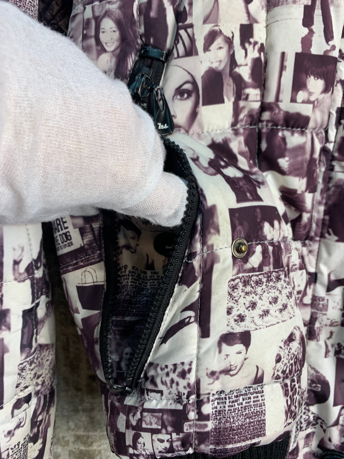 Inside Glam Dance Y2K Photo Collage Hooded Puffer Jacket