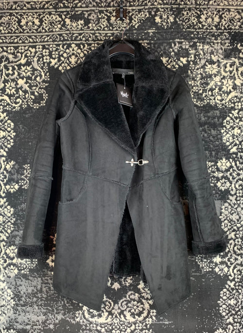 Women's Black Faux Shearling Winter Coat