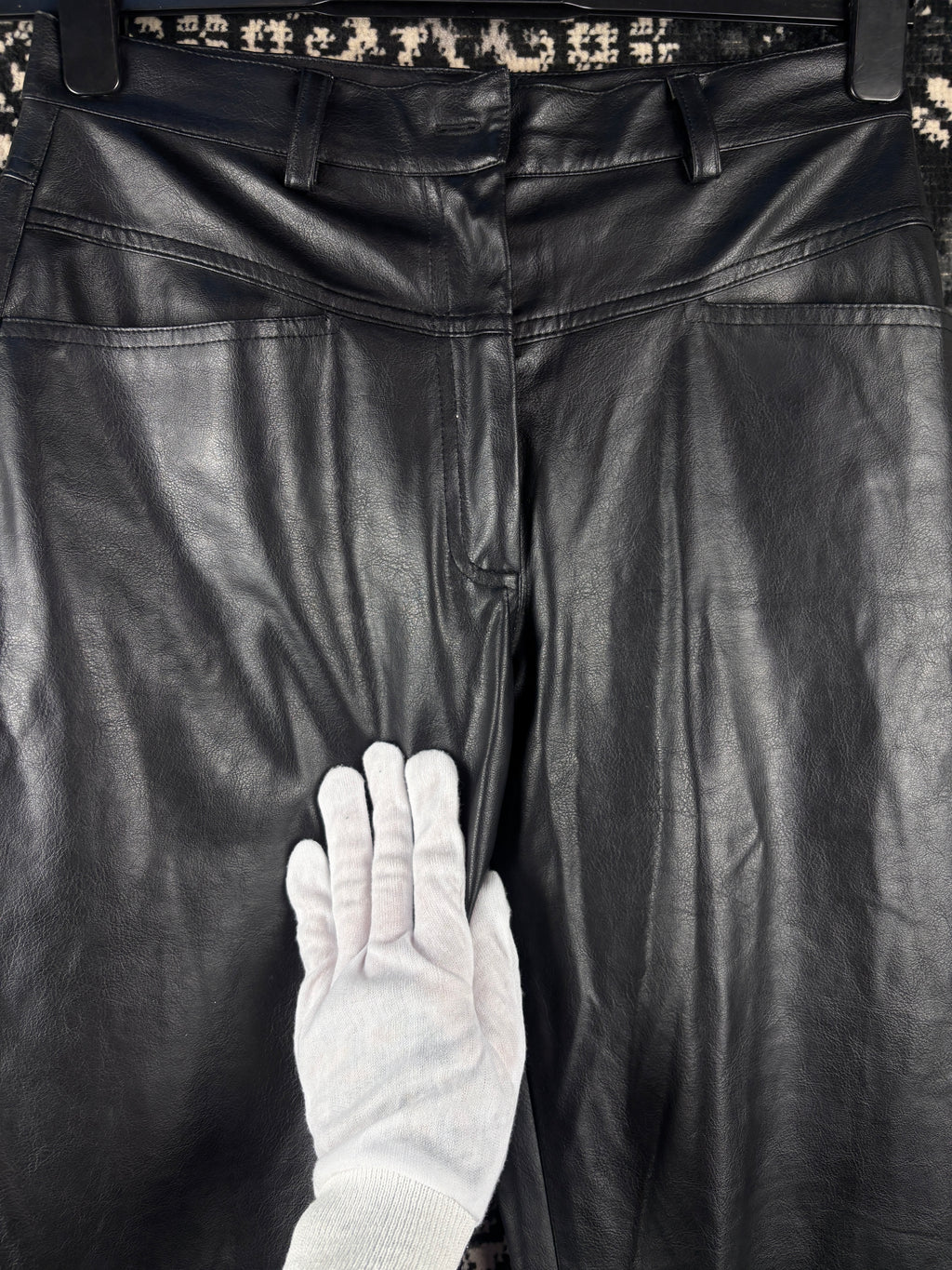 Vintage Men Black Faux Leather Pants