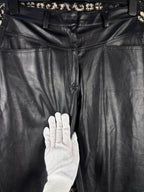 Vintage Men Black Faux Leather Pants