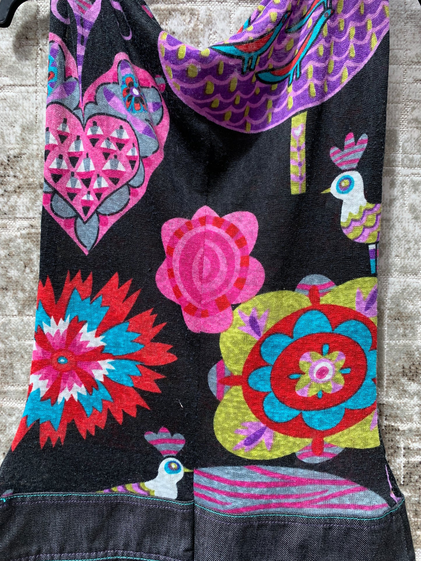 Custo Barcelona Floral Bird Denim Dress