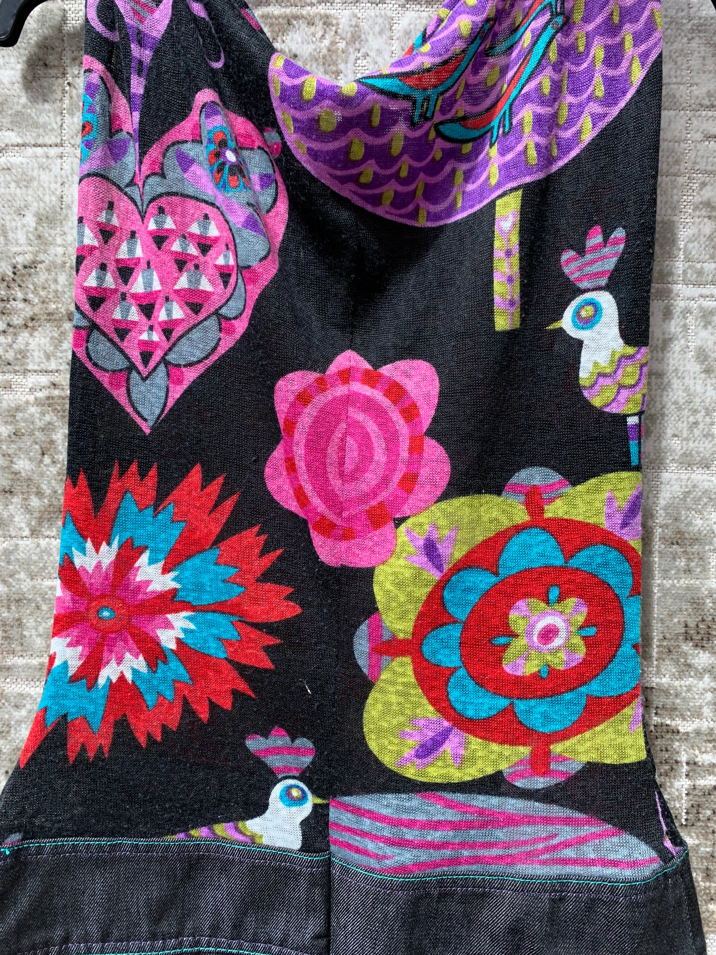 Custo Barcelona Floral Bird Denim Dress