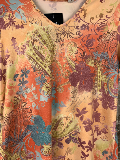 Womens Y2K Floral Pattern V-Neck T-Shirt