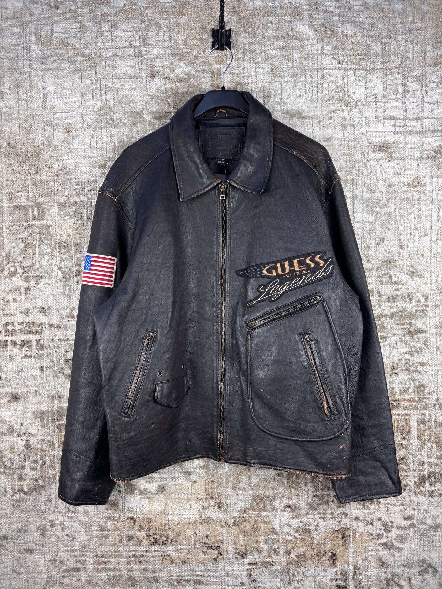 Men's Vintage Guess USA Legends Leather Jacket