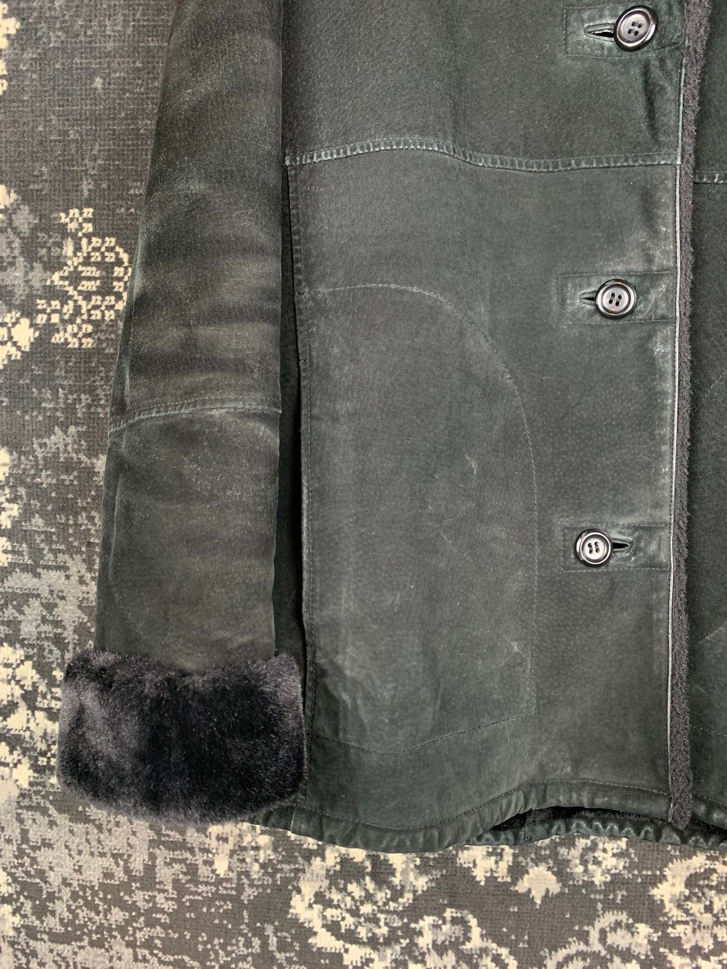 Y2K Women's Black Faux Suede Winter Jacket