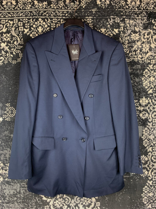 Men's Vintage Double-Breasted Dark Blue Blazer