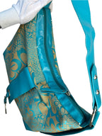 Y2K Teal Floral Jacquard Hobo Bag