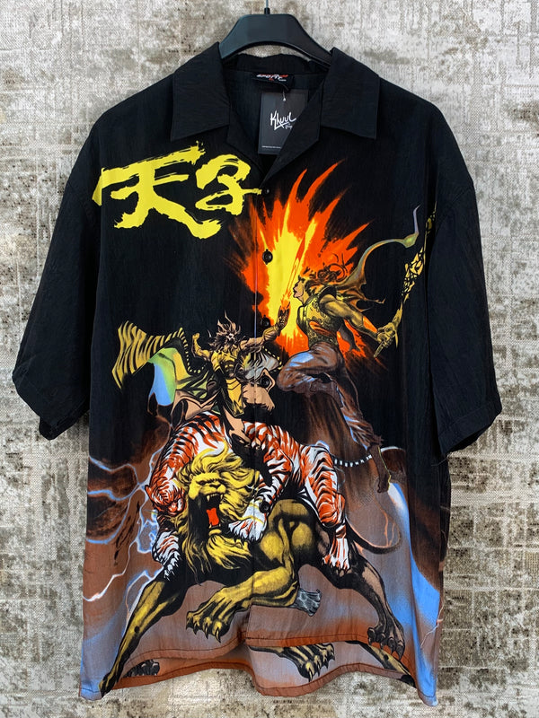 Mens Y2K Manga Graphic Button Up Shirt
