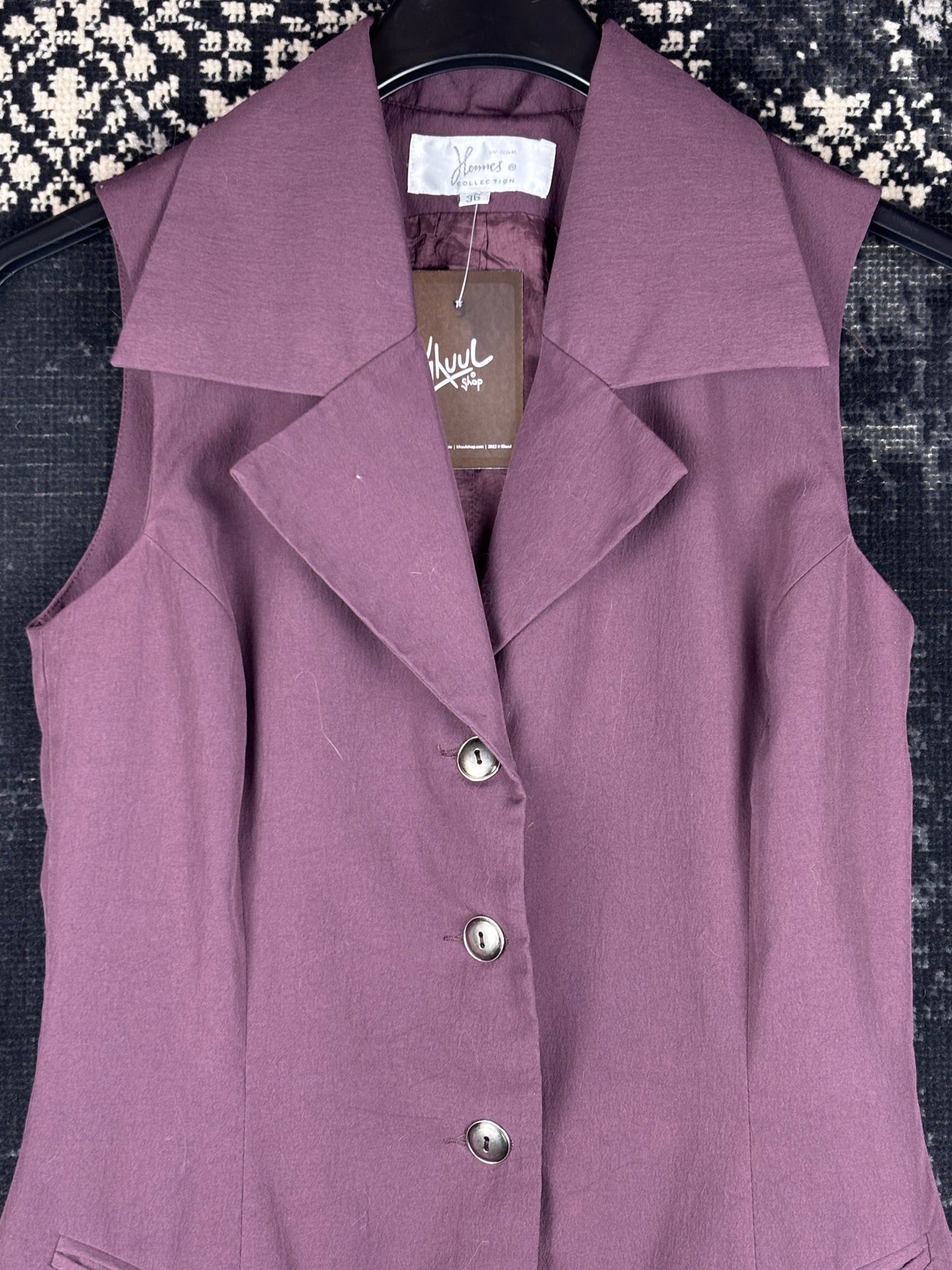 Women's Vintage Purple Sleeveless Office Vest