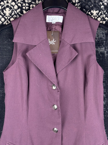 Women's Vintage Purple Sleeveless Office Vest