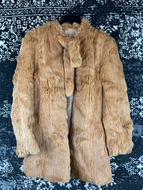 Women’s Vintage Light Brown Real Rabbit Fur Coat