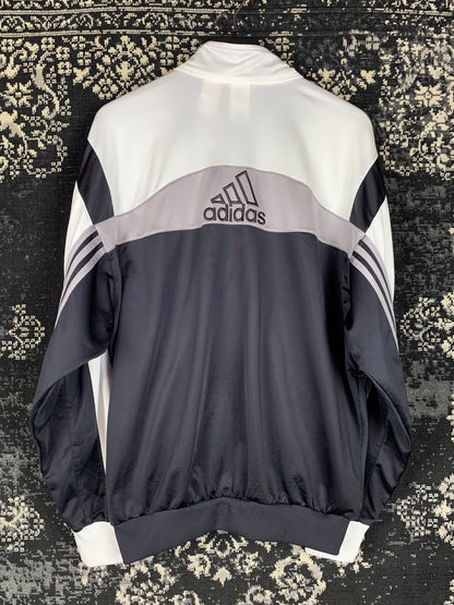 Vintage Adidas Y2K Track Jacket – Black & White Colorblock Windbreaker