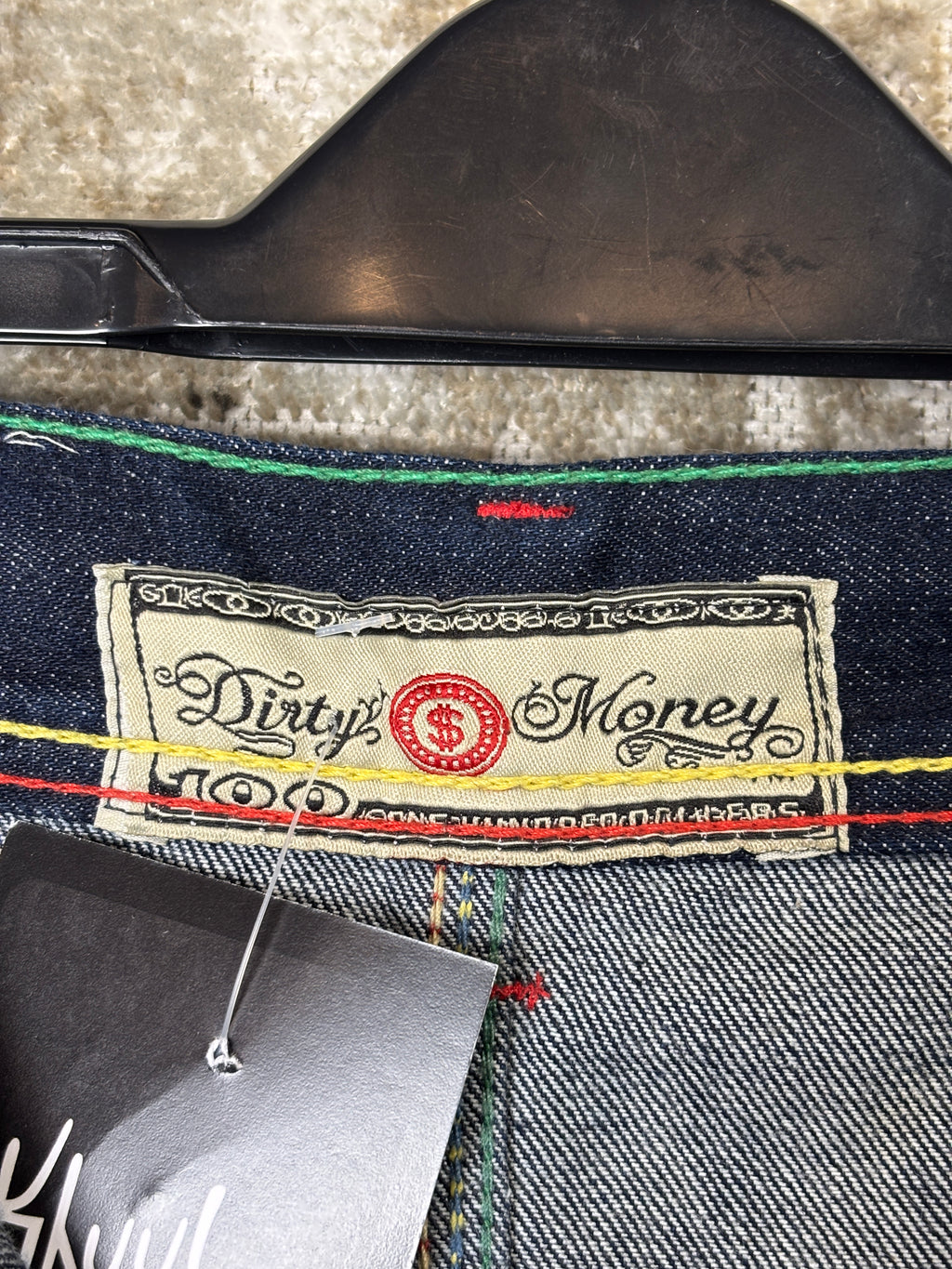 Dirty Money Kush Rasta Embroidered Baggy Jeans