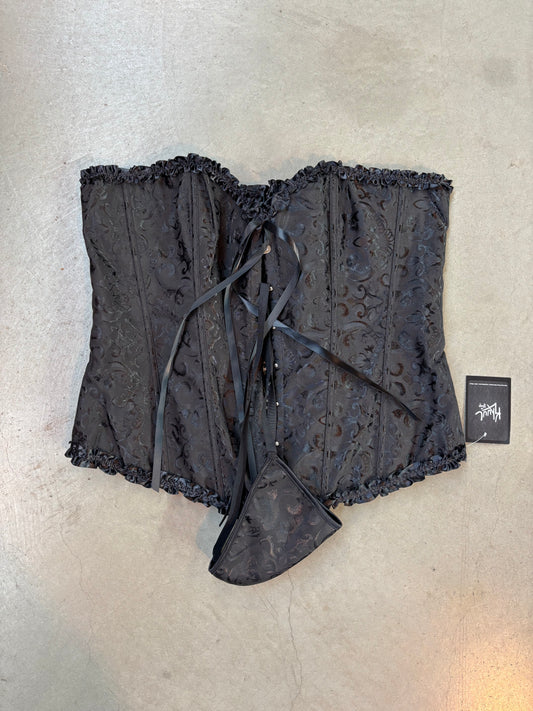 Black Brocade M Size Corset Bustier Top